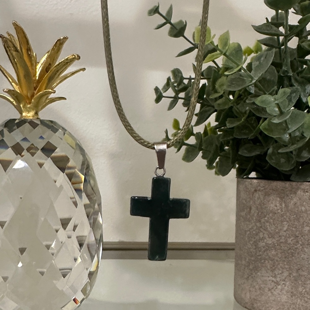 Nature stone Cross Necklace